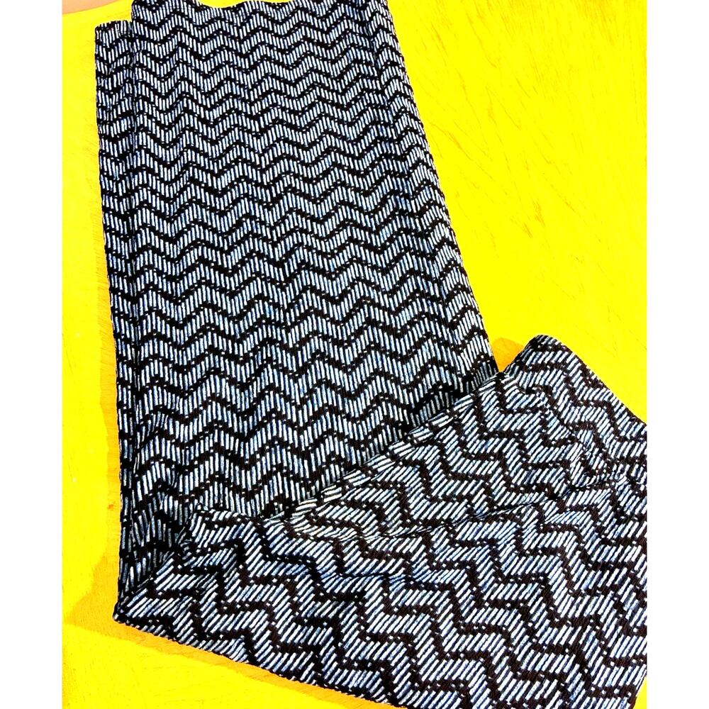 Cato Chevron Wide Leg Palazzo Pants Zig Zag Print Pleated Pockets Soft Elastic M